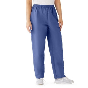 Medline ComfortEase Women's Elastic Waist Scrub Pants with 2 Pockets - ComfortEase Women's Elastic Waist 2-Pocket Scrub Pants, Size L Regular Inseam, Mariner Blue - 8850JMBL