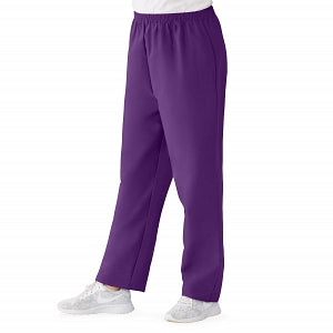 Medline ComfortEase Women's Elastic Waist Scrub Pants with 2 Pockets - ComfortEase Women's Elastic Waist 2-Pocket Scrub Pants, Size 4XL Regular Inseam, Rich Purple - 8850JPP4XL