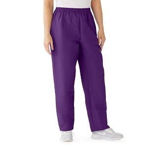 Medline ComfortEase Women's Elastic Waist Scrub Pants with 2 Pockets - ComfortEase Women's Elastic Waist 2-Pocket Scrub Pants, Size 5XL Regular Inseam, Rich Purple - 8850JPP5XL