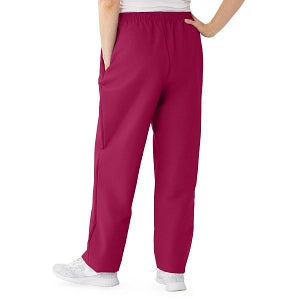 Medline ComfortEase Women's Elastic Waist Scrub Pants with 2 Pockets - ComfortEase Women's Elastic Waist 2-Pocket Scrub Pants, Size L Regular Inseam, Ruby - 8850JRBL