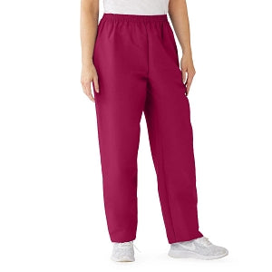 Medline ComfortEase Women's Elastic Waist Scrub Pants with 2 Pockets - ComfortEase Women's Elastic Waist 2-Pocket Scrub Pants, Size L Regular Inseam, Ruby - 8850JRBL