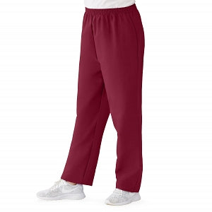 Medline ComfortEase Women's Elastic Waist Scrub Pants with 2 Pockets - ComfortEase Women's Elastic Waist 2-Pocket Scrub Pants, Size 4XL Regular Inseam, Wine - 8850JWN4XL