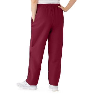 Medline ComfortEase Women's Elastic Waist Scrub Pants with 2 Pockets - ComfortEase Women's Elastic Waist 2-Pocket Scrub Pants, Size 5XL Regular Inseam, Wine - 8850JWN5XL