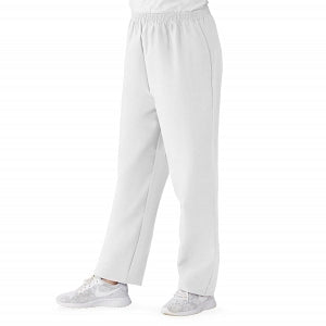 Medline ComfortEase Women's Elastic Waist Scrub Pants with 2 Pockets - ComfortEase Women's Elastic Waist 2-Pocket Scrub Pants, Size L Regular Inseam, White - 8850XTQL