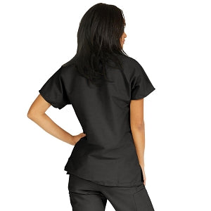 Medline ComfortEase Women's Crossover Tunic Scrub Top with Two Pockets - ComfortEase Women's Short-Sleeve Crossover Tunic Scrub Top with 2 Pockets, Size M, Black - 8851DKWM