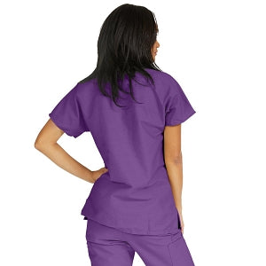 Medline ComfortEase Women's Crossover Tunic Scrub Top with Two Pockets - ComfortEase Women's Short-Sleeve Crossover Tunic Scrub Top with 2 Pockets, Size S, Rich Purple - 8851JPPS