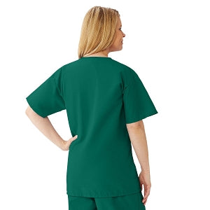 Medline AngelStat Women's V-Neck Tunic Scrub Top with 2 Pockets - AngelStat Women's V-Neck Short-Sleeve Tunic Scrub Top with 2 Pockets, Size 4XL, Hunter Green - 893NHG4XL