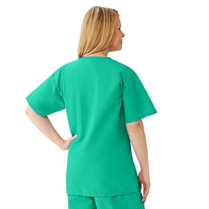 Medline AngelStat Women's V-Neck Tunic Scrub Top with 2 Pockets - AngelStat Women's V-Neck Short-Sleeve Tunic Scrub Top with 2 Pockets, Size 4XL, Jade - 893NTJ4XL