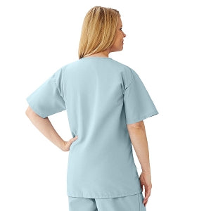 Medline AngelStat Women's V-Neck Tunic Scrub Top with 2 Pockets - AngelStat Women's V-Neck Short-Sleeve Tunic Scrub Top with 2 Pockets, Size L, Misty - 893NTZL