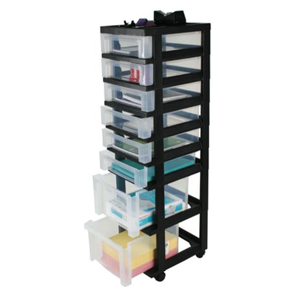 Office Depot Business Services Plastic Storage Tower Cart 8 Drawers Black Ea