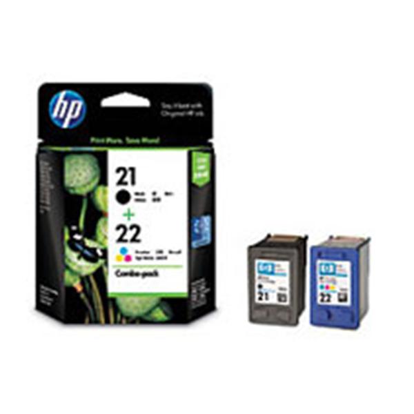 Hewlett Packard Equipment HP 21/22 Blk/Tricolor Orgnl Ink Crtrdg (C9509FN) 2/Pk Ea