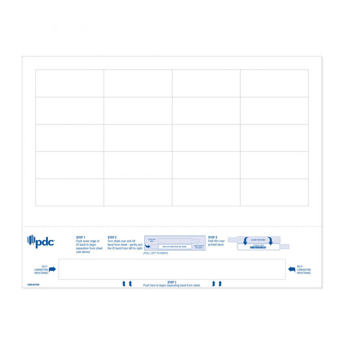 Datamate Laser Wristband Paper Laminate Fold-Over, Tamper Evident 2 1/2X1 Adult White - 4 Pks Of 250 Per Case