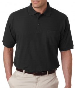 Ultraclub Whisper Pique Polo Shirts with Pocket - DBD-SHIRT, POLO, MEN, POCKET, BLND, BLACK, MED - 8544BLKM