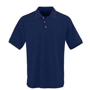 Ultraclub Men's Rib Collar Polo Shirts - Men's Polo Shirt with Rib Collar and Contrast Trim, 60% Cotton/40% Polyester, Navy / White, Size M - 8545NVYM