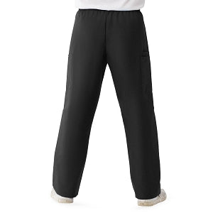 Medline ComfortEase Unisex Elastic Waist Cargo Scrub Pants with 3 Pockets - ComfortEase Unisex Elastic Waist Cargo Scrub Pants with 3 Pockets, Size L Tall Inseam, Black - 9351DKWLL