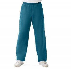 Medline ComfortEase Unisex Elastic Waist Cargo Scrub Pants with 3 Pockets - ComfortEase Unisex Elastic Waist Cargo Scrub Pants with 3 Pockets, Size L Tall Inseam, Caribbean Blue - 9351JCBLL