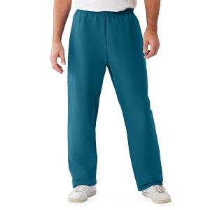 Medline ComfortEase Unisex Elastic Waist Cargo Scrub Pants with 3 Pockets - ComfortEase Unisex Elastic Waist Cargo Scrub Pants with 3 Pockets, Size M Tall Inseam, Caribbean Blue - 9351JCBML