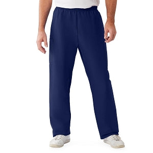 Medline ComfortEase Unisex Elastic Waist Cargo Scrub Pants with 3 Pockets - ComfortEase Unisex Elastic Waist Cargo Scrub Pants with 3 Pockets, Size 3XL Tall Inseam, Midnight Blue - 9351JNTXXXLL