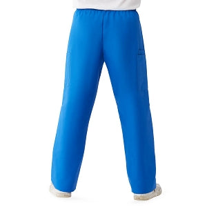 Medline ComfortEase Unisex Elastic Waist Cargo Scrub Pants with 3 Pockets - ComfortEase Unisex Elastic Waist Cargo Scrub Pants with 3 Pockets, Size 4XL Tall Inseam, Royal Blue - 9351JRL4XLL