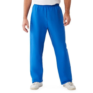 Medline ComfortEase Unisex Elastic Waist Cargo Scrub Pants with 3 Pockets - ComfortEase Unisex Elastic Waist Cargo Scrub Pants with 3 Pockets, Size 4XL Tall Inseam, Royal Blue - 9351JRL4XLL