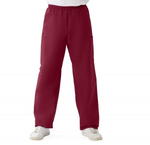 Medline ComfortEase Unisex Elastic Waist Cargo Scrub Pants with 3 Pockets - ComfortEase Unisex Elastic Waist Cargo Scrub Pants with 3 Pockets, Size L Regular Inseam, Wine - 9351JWNLM