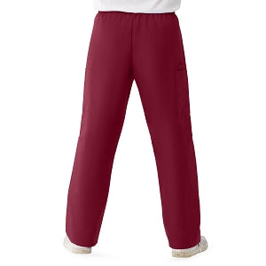 Medline ComfortEase Unisex Elastic Waist Cargo Scrub Pants with 3 Pockets - ComfortEase Unisex Elastic Waist Cargo Scrub Pants with 3 Pockets, Size S Tall Inseam, Wine - 9351JWNSL