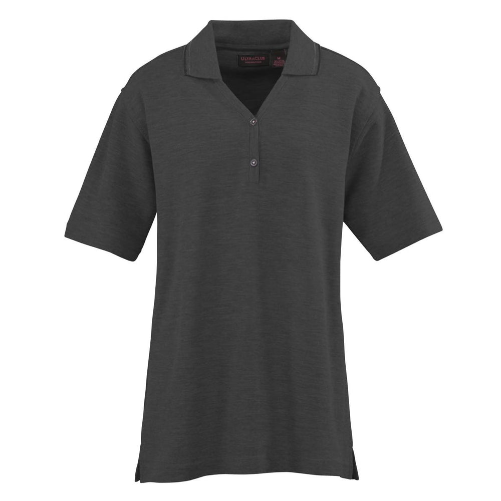 Ultraclub Ladies Rib Collar Polo Shirts - Women's Polo Shirt with Rib Collar and Contrast Trim, 60% Cotton/40% Polyester, Forest Green / White, Size L - 8546 FOREST GREEN L