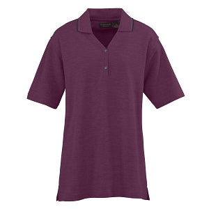 Ultraclub Ladies Rib Collar Polo Shirts - Women's Polo Shirt with Rib Collar and Contrast Trim, 60% Cotton/40% Polyester, Wine / White, Size S - 935WNES