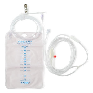 Namic Closed Fluid Systems - Waste Bag with Bifurcated 72" IV Tubing with Vented Spike Head, Drape Clip, Female Luer Lock - H965940009041