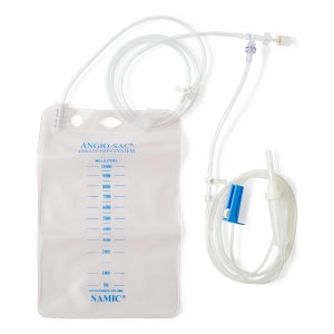 Namic Closed Fluid Systems - Waste Bag with 72" IV Tubing with Filtered Drip Chamber, 2 In-Line Three-Way Stopcocks, Male Rotator Adapter - H965940009521