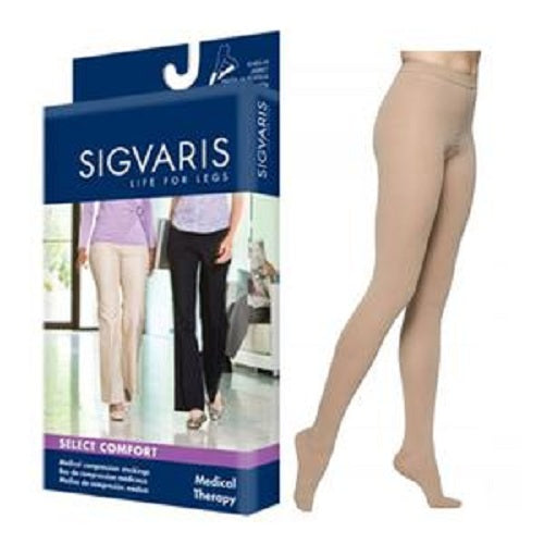 Sigvaris Select Comfort Compression Pantyhose Closed Toe, 20 to 30 mmHg, Short Small, Natural