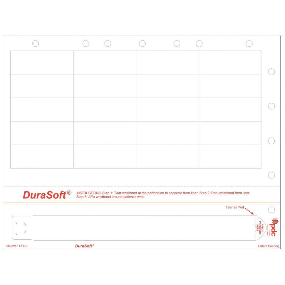 Durasoft Wristband And Labels 20 Labels, 1 Wristband 1000 Sheets/Case Drop In Replacement For Laserband Lb2-Adult-L2