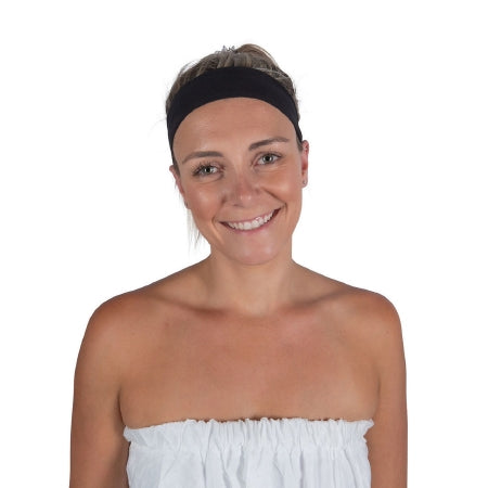 The Systems Group Black Headbands - Disposable Cotton / Lycra Blend Headband, Black - SPA-39