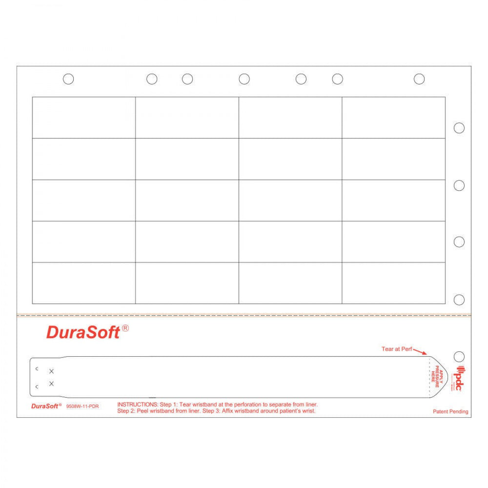 Durasoft Wristband And Labels 20 Labels, 1 Wristband 1000 Sheets/Case Drop In Replacement For 9206-00-Pdr