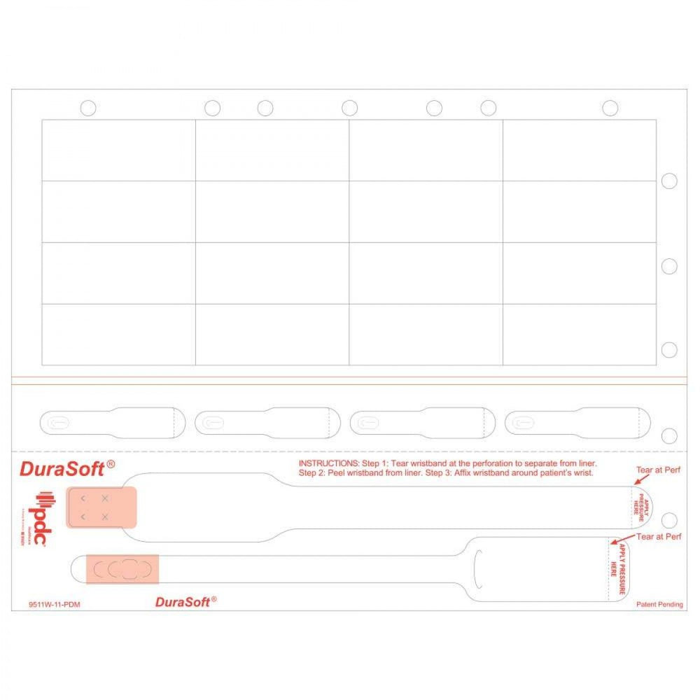 Durasoft Tendercare Wristband And Labels 16 Labels, 1 Pediatric & 1 Infant Wristbands 500 Sheets/Case Drop In Replacement For 9333-11-Pdm