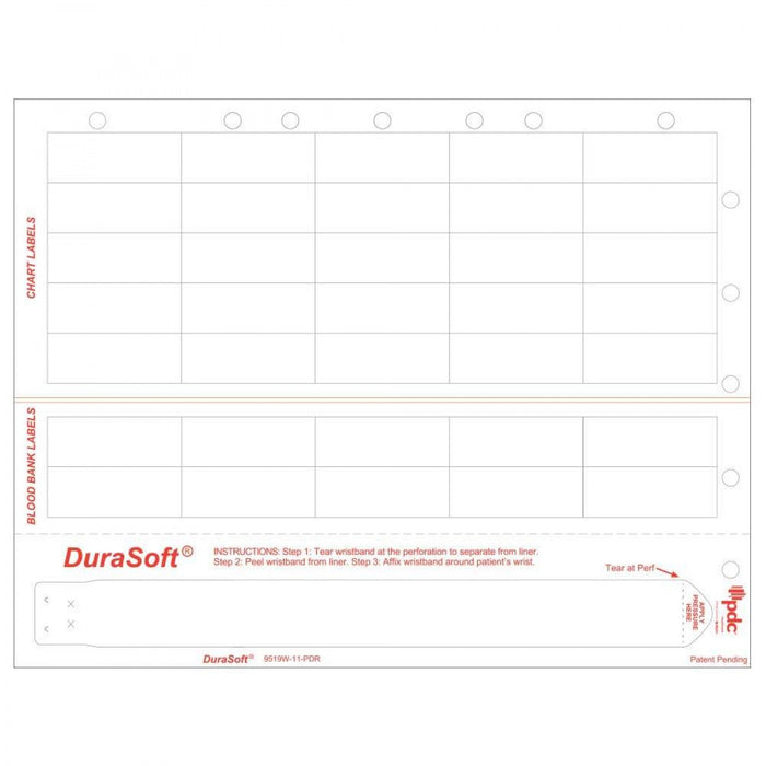 Durasoft Wristband And Labels For Blood Application 35 Labels, 1 Adult Wristband 1000 Sheets/Case