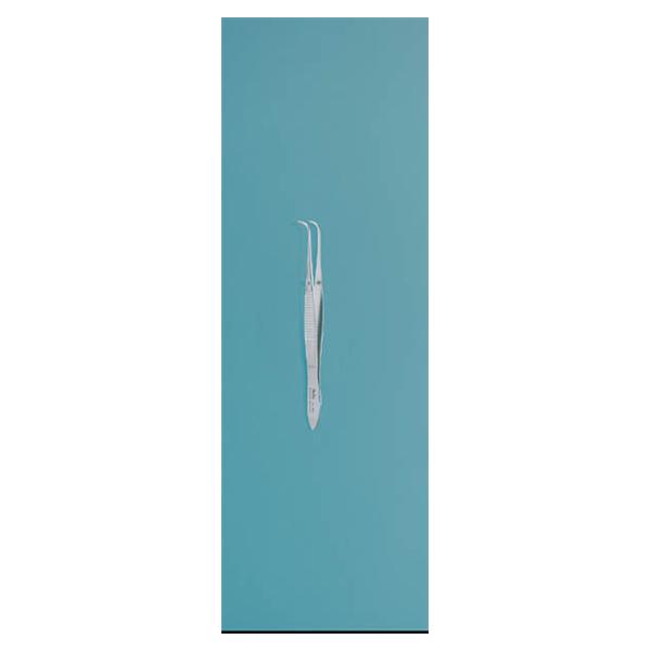 Miltex-Integra Miltex Forcep Tissue Iris 4" 0.8mm Wide Tip Full Curve 1x2 Teeth SS 4"Ea