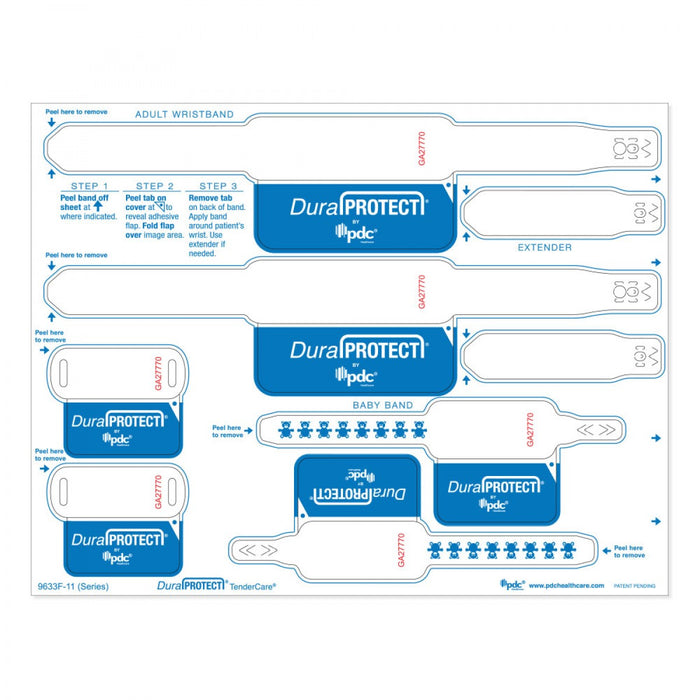 Laminate Shield Laser Wristband Two Adult Wristbands, Two Infant Wristbands, Two Tags, And Two Extenders (Serialized) Tamper Evident 500 Sheets/Case: 8.5" X 11"