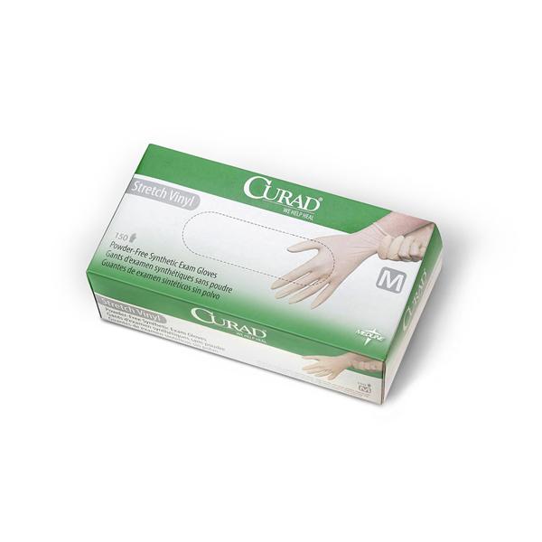 Medline Industries  Gloves Exam Curad PF Vinyl Latex-Free 9.5 in Md Cream 150/Bx, 10 BX/CA (CUR9225)