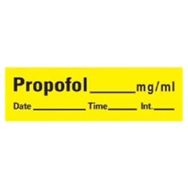 TimeMed a Div of PDC Label Yellow f/Propof Syringe 1.5"x1/2" 1/Rl 1/Rl