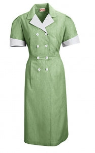 Vf Workwear-Div / Vf Imagewear (W) Lapel Dresses - Double-Breasted 75 Poly/25 Cotton Scrub Dress, Hunter Green, Size L - 9S01HUL