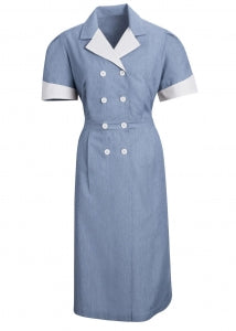 Vf Workwear-Div / Vf Imagewear (W) Lapel Dresses - Double-Breasted 75 Poly/25 Cotton Scrub Dress, Navy, Size L - 9S01NVL