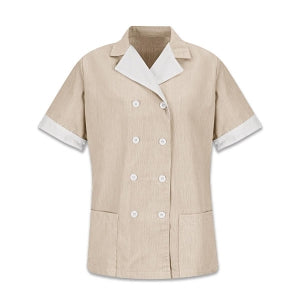 Vf Workwear-Div / Vf Imagewear (W) Ladies Double-Breasted Lapel Tops - Double Breasted Women's Tunic, Tan, Pincord, Size XL - 9S03TNXL