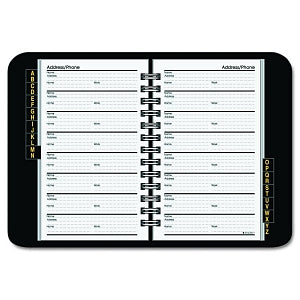 At-A-Glance At-A-Glance Classic Telephone and Address Book with Tabs - Telephone / Address Book, 4-7/8" x 8", Black - 80-011-05