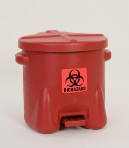 Absorbents Midwest Biohazardous Waste Polyethylene Cans - Biohazardous Polyethylene Waste Can, 10gal., Red - 945BIO