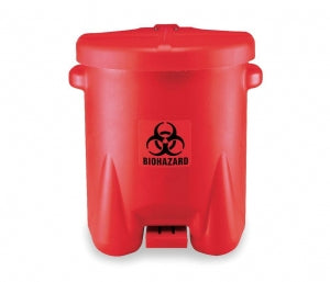 Absorbents Midwest Biohazardous Waste Polyethylene Cans - Biohazardous Polyethylene Waste Can, 14gal., Red - 947BIO