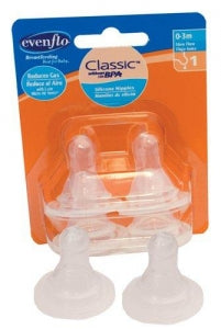 Evenflo Feeding Evenflo Classic Silicone Slow Flow Nipples - Evenflo Classic Silicone Nipples, Slow Flow, 4/Pack - 2114314C