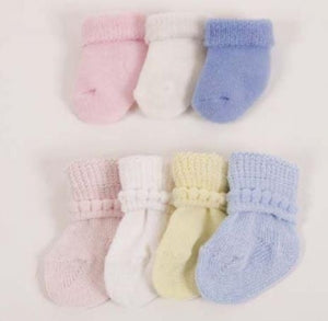 Alba-Waldensian Newborn Booties - Newborn Booties, No Tread, White - 2140