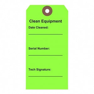 Action Health Equipment Status Tags - Clean Equipment Tag, 4.75" x 2-3/8", Green - 402TTPG-PK