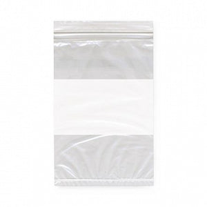 Action Health White Block Zip Bag - White Block Zip Bag, Reclosable, 2 Mil, 3" W x 4" H - 85251-85028